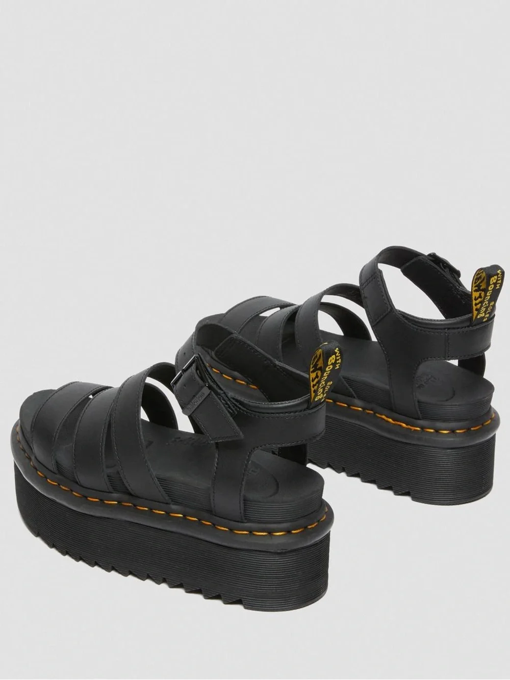 Dr. Martens Blaire Quad Platform Gladiator Sandals Black Leather US 11